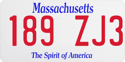MA license plate 189ZJ3