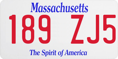 MA license plate 189ZJ5