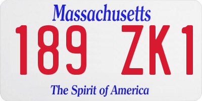 MA license plate 189ZK1