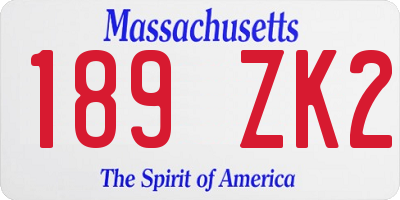 MA license plate 189ZK2