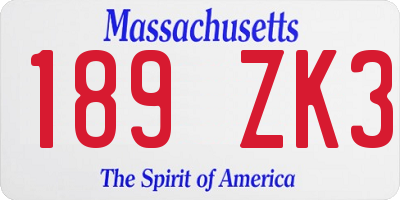 MA license plate 189ZK3