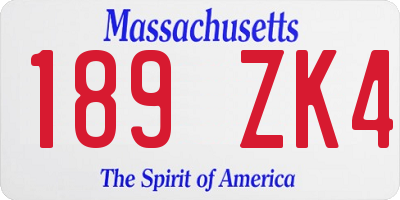 MA license plate 189ZK4