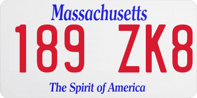 MA license plate 189ZK8