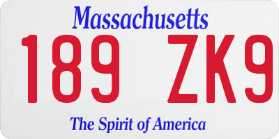 MA license plate 189ZK9