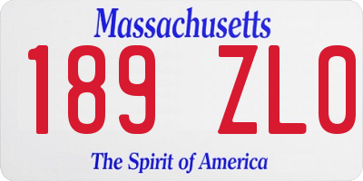 MA license plate 189ZL0