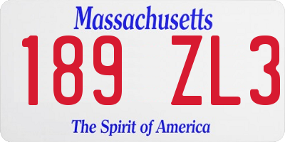 MA license plate 189ZL3
