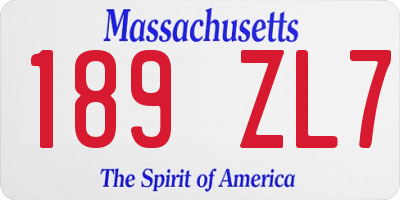 MA license plate 189ZL7