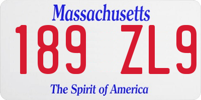 MA license plate 189ZL9