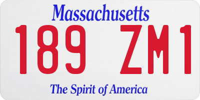 MA license plate 189ZM1