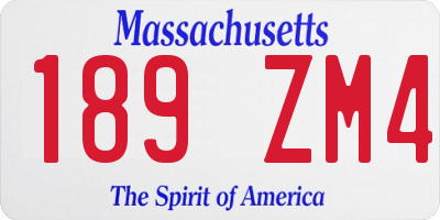 MA license plate 189ZM4