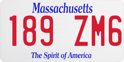 MA license plate 189ZM6