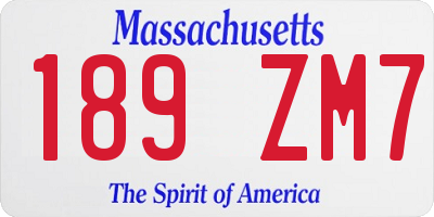 MA license plate 189ZM7