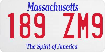 MA license plate 189ZM9