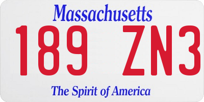 MA license plate 189ZN3
