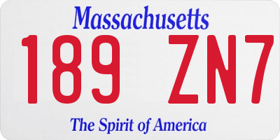 MA license plate 189ZN7