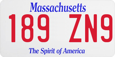 MA license plate 189ZN9