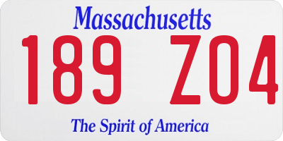 MA license plate 189ZO4