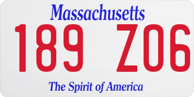 MA license plate 189ZO6