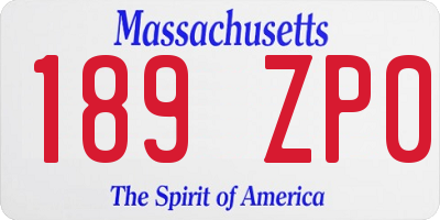 MA license plate 189ZP0