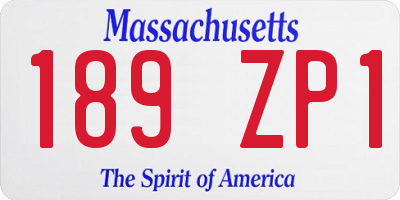 MA license plate 189ZP1
