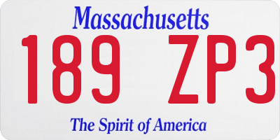 MA license plate 189ZP3