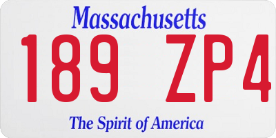 MA license plate 189ZP4