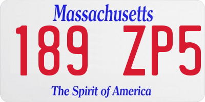 MA license plate 189ZP5