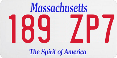 MA license plate 189ZP7