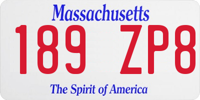 MA license plate 189ZP8