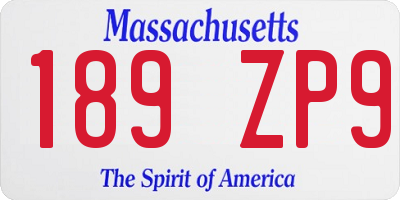 MA license plate 189ZP9