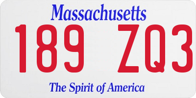 MA license plate 189ZQ3