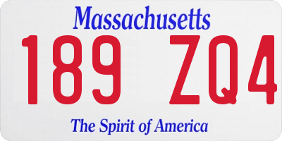 MA license plate 189ZQ4
