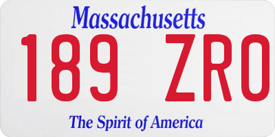 MA license plate 189ZR0