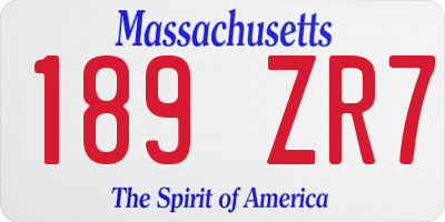 MA license plate 189ZR7