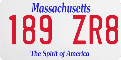 MA license plate 189ZR8