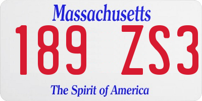 MA license plate 189ZS3