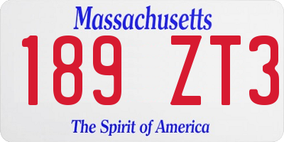 MA license plate 189ZT3