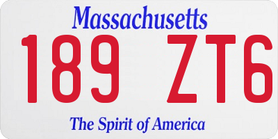 MA license plate 189ZT6