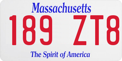 MA license plate 189ZT8