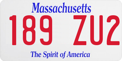 MA license plate 189ZU2