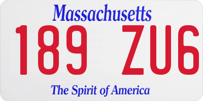 MA license plate 189ZU6