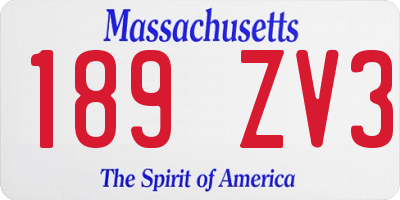 MA license plate 189ZV3