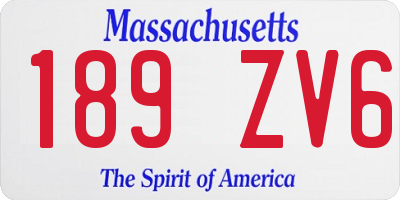 MA license plate 189ZV6