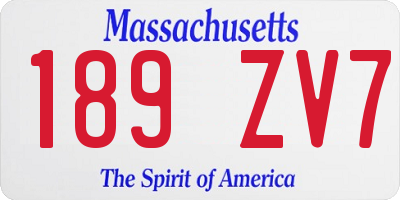 MA license plate 189ZV7