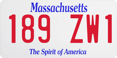 MA license plate 189ZW1