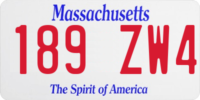 MA license plate 189ZW4