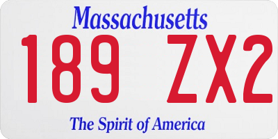 MA license plate 189ZX2