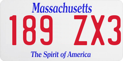 MA license plate 189ZX3