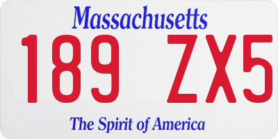 MA license plate 189ZX5