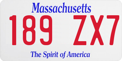 MA license plate 189ZX7